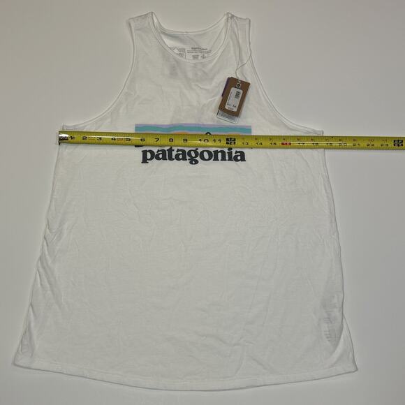 Patagonia Women’s Small Pastel P-6 Logo Organic Cotton High Neck Tank Top White - Picture 7 of 14